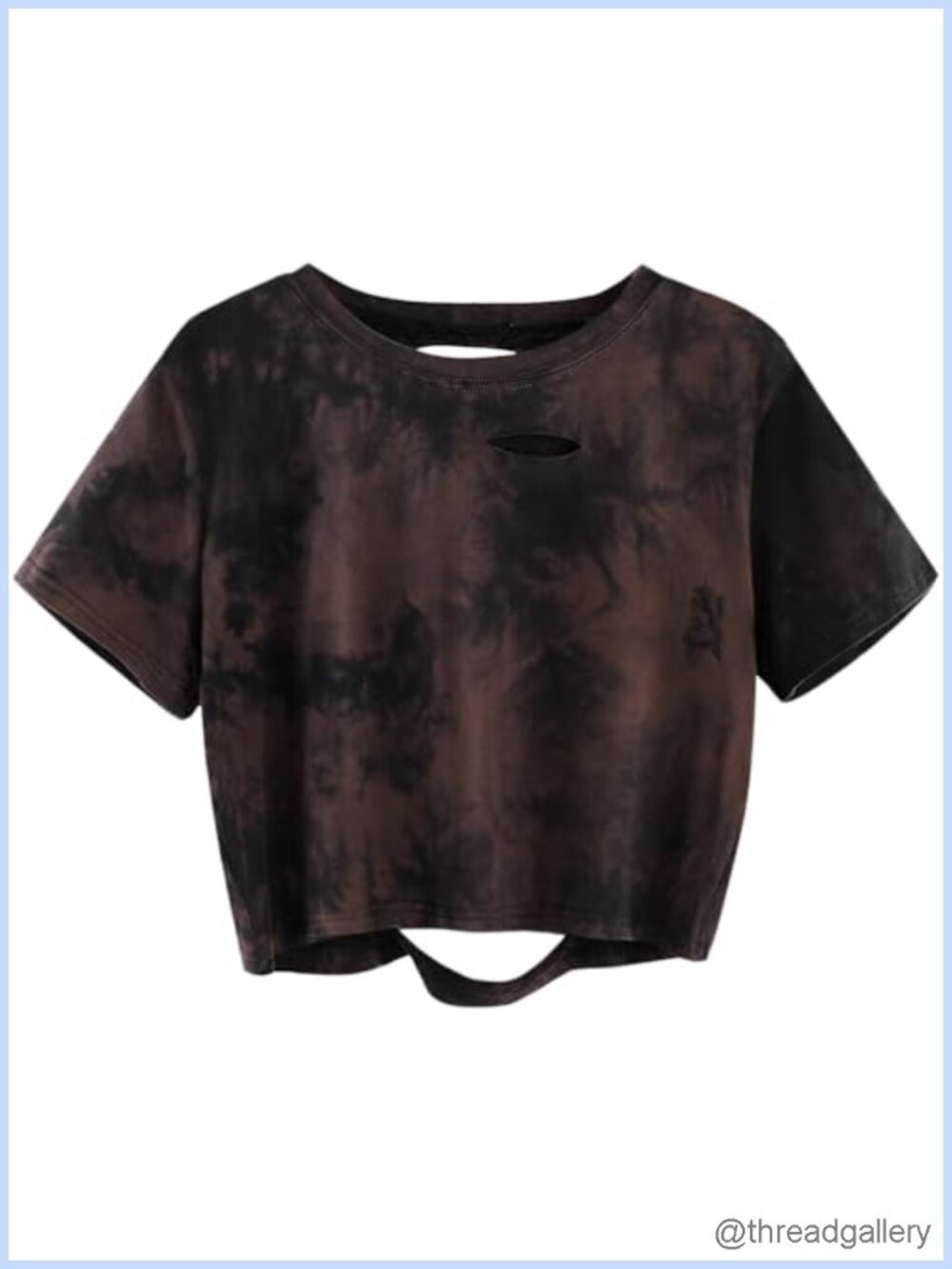 Women's Tie Dye Ripped Crop Top Short Sleeve Distressed Concert Goth Tee